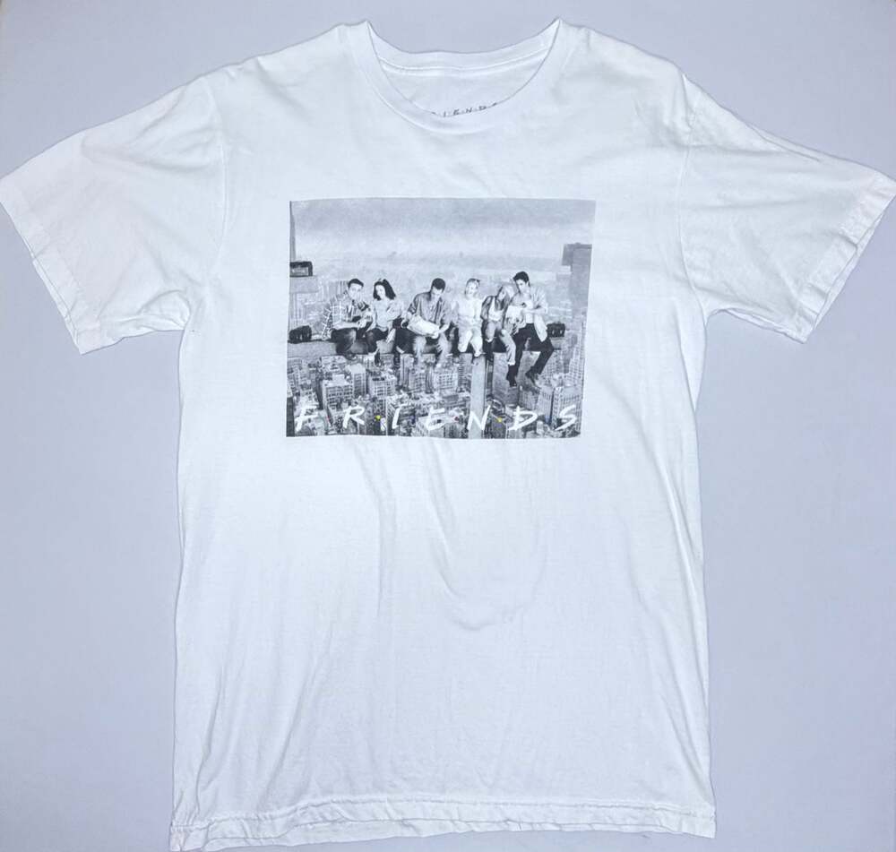 Friends TV Series Skyscraper Group Photo White Graphic T-Shirt